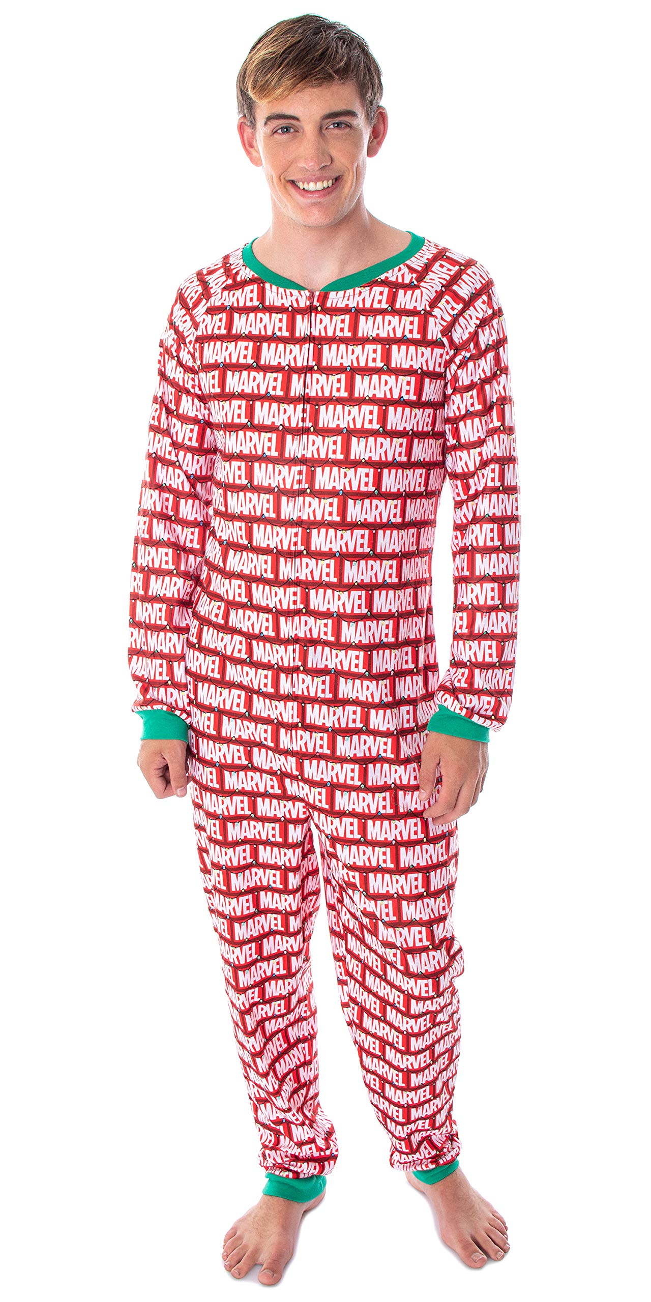 Pijama enterizo con logotipo de Marvel con luces de Navidad para adultos