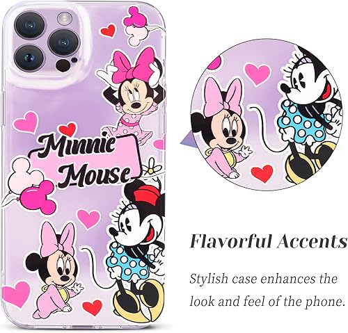 Miniatura 3 de Funda de dibujos animados para iPhone 14 Pro Max con protector de pantalla HD, bonita funda de Minnie para iPhone 14 Pro Max de 6.7 pulgadas