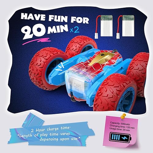 Miniatura 3 de Auto RC para niños de 3, 4, 5, 6, 7, 8, 9, 10, automóvil de control remoto de araña, giro de 360, 4WD, rápido acrobacia, auto RC con headligh,