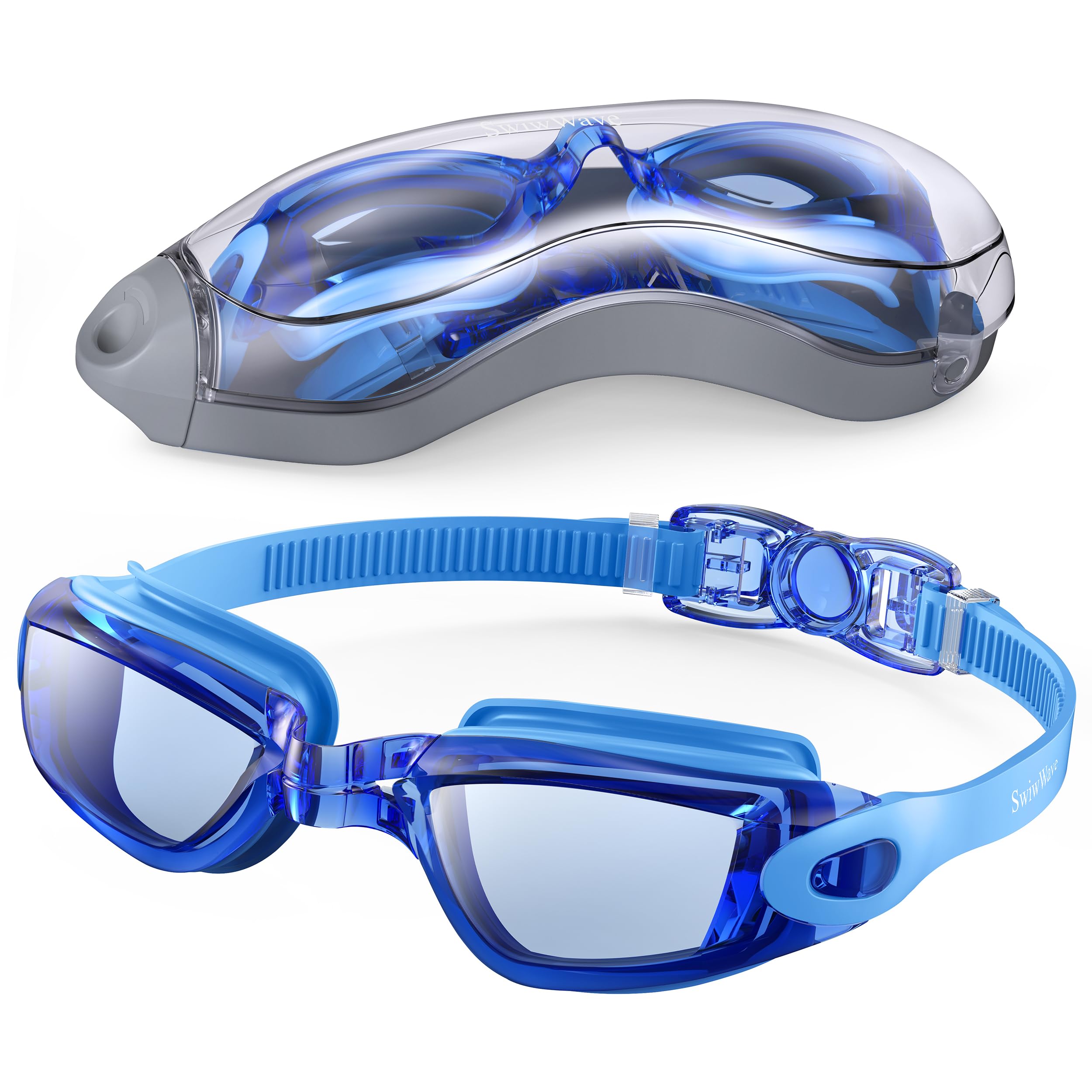 SwiwWave Swimming Goggles for Adult Youth, No Leaking with Storage Case