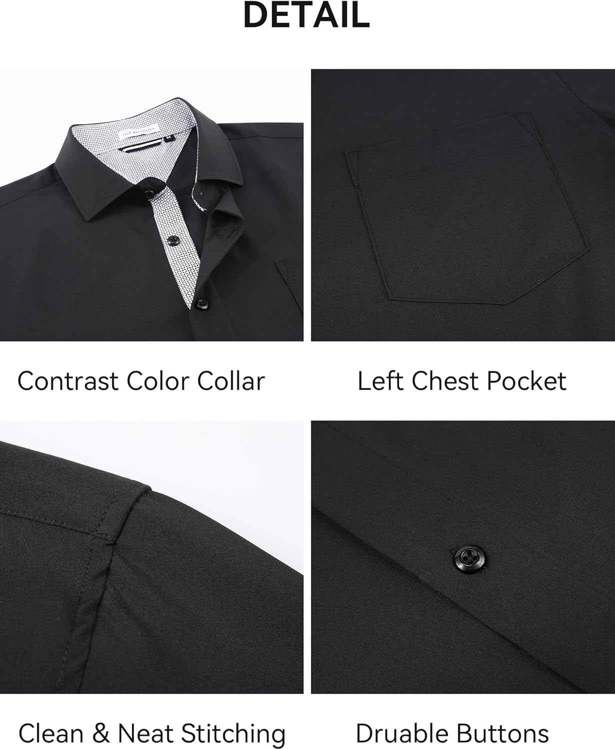 Esabel.C Mens Short Sleeve Dress Shirts 4-Way Stretch Regular Fit Stretch Wrinkle-Free Casual Button Down Shirts - Image 4