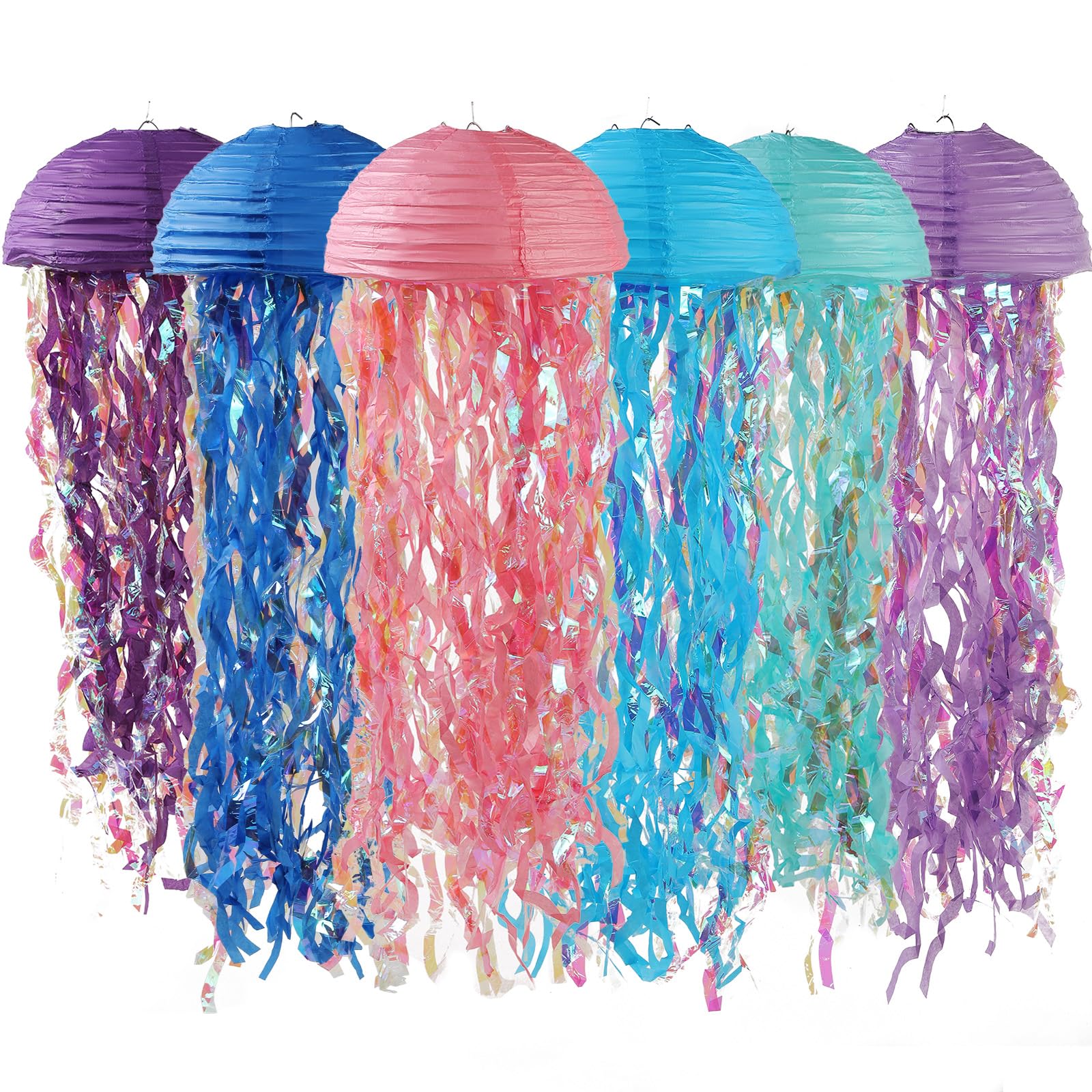 Kopesmsy Hanging Jellyfish Lanterns Gradient Blue 6 Pack - Ocean-Jellyfish Paper Lanterns Themed Decor for Under The Sea Mermaid Birthday Party Classroom & Aquarium Room Decor