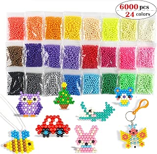 Aqua Fuse Beads Refill Set Water Beads Non-Toxic Safe Art Crafts Toys for Kids Handmake STEM Educational kit-6000 Beads in 24 Different Colors Mixture - coolthings.us