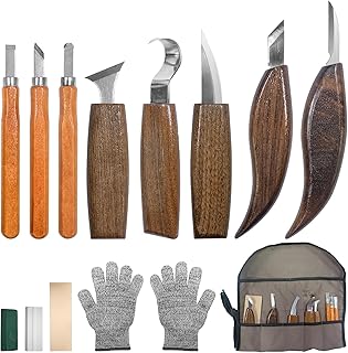 stusgo Wood Carving Set, Wood Carving Tool Set Contains 13 Pcs Wood Carving Tools Including Walnut Wood Carving Knife, Cut...
