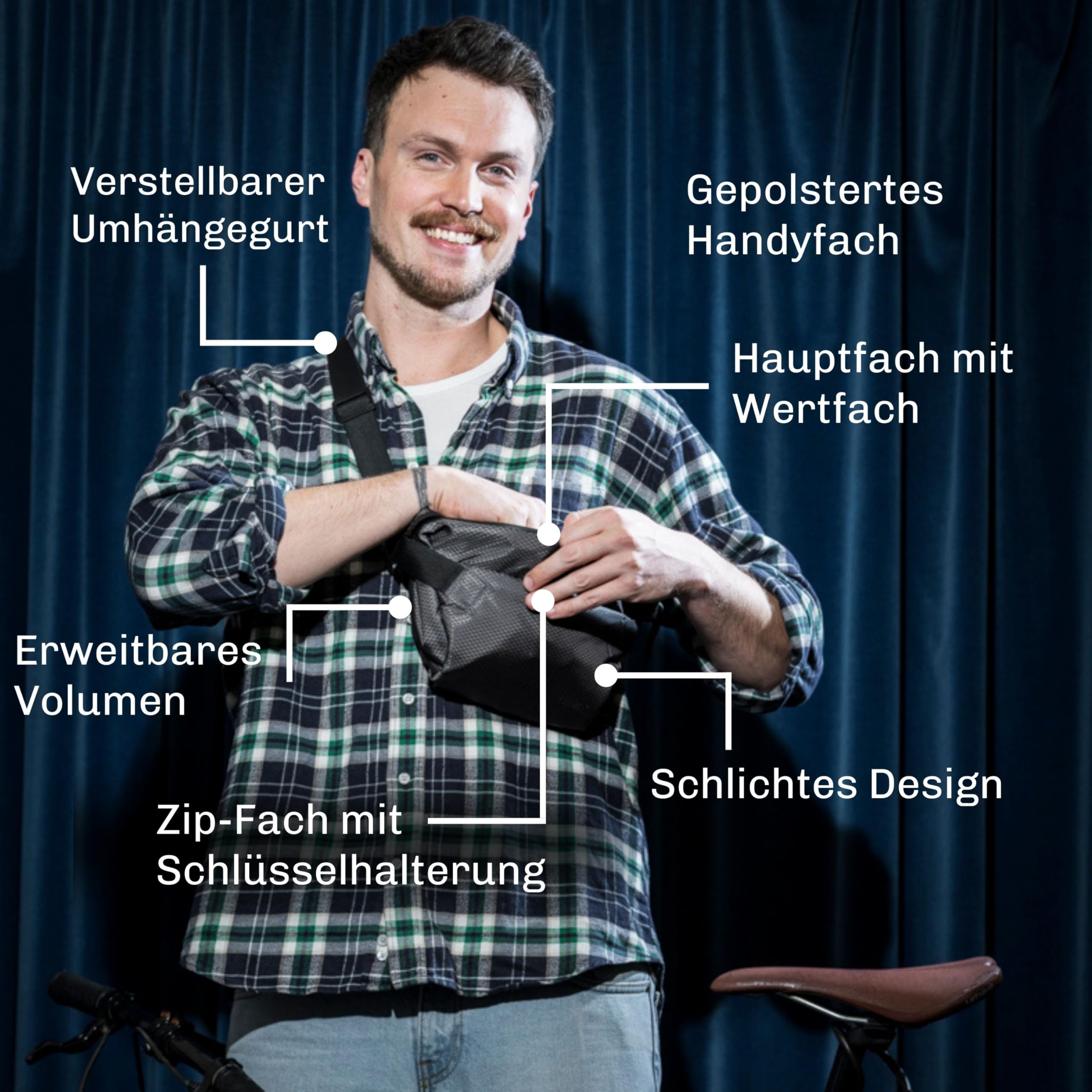 OTARO Bauchtasche Damen & Herren (grau) mit Thermo-Handyfach & Anti-Rutsch-Gurt | Gürteltasche Hüfttasche Brusttasche | Wasserabweisend, erweiterbar, viele Fächer | Langlebig für Alltag & Reisen