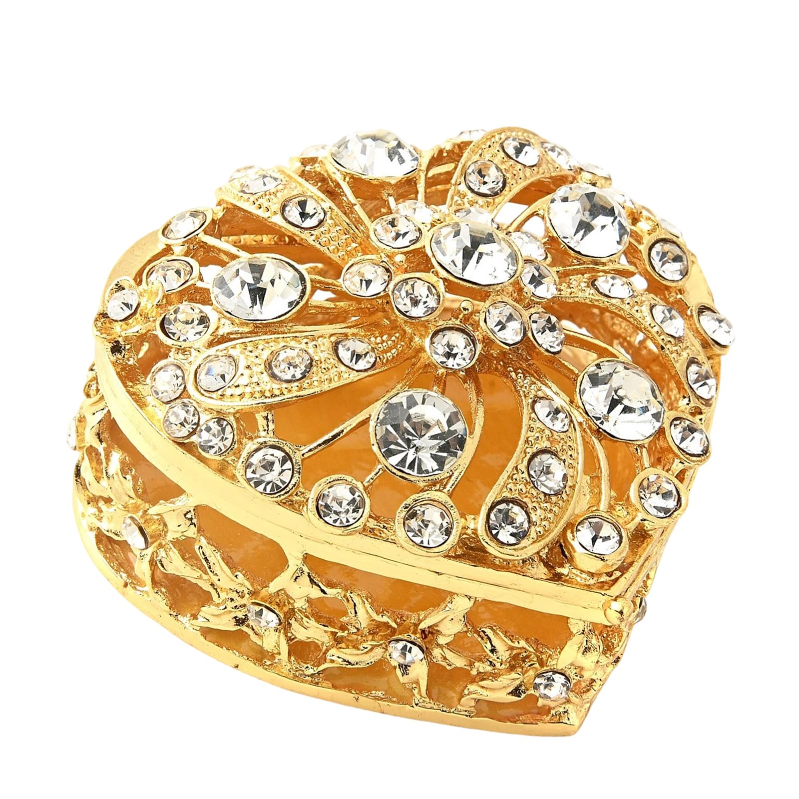 Boîte en métal cœur avec perles et strass, le cadeau romantique idéal