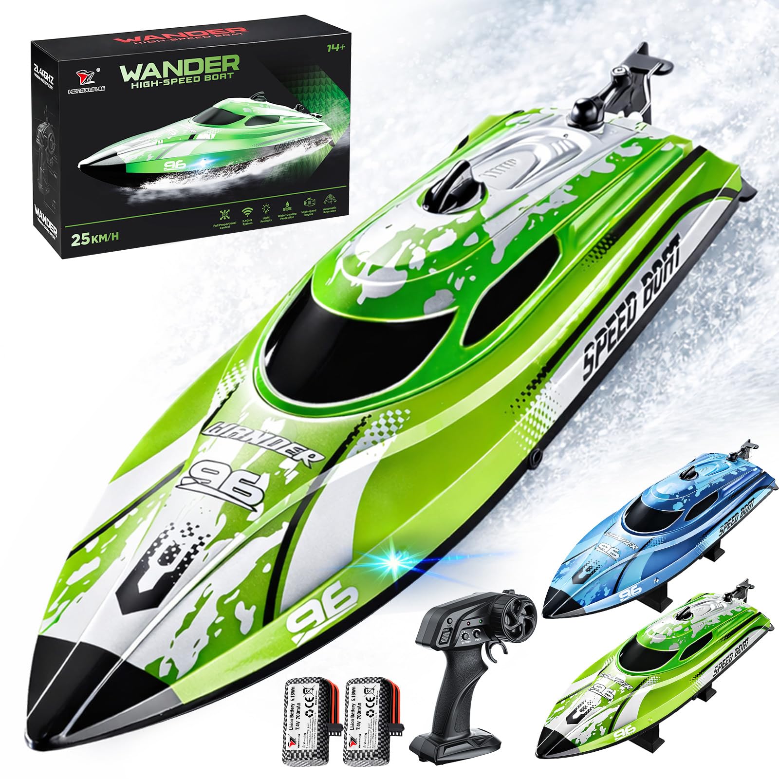 YESHIN RC Boot 25 km/h - Grün/Blau