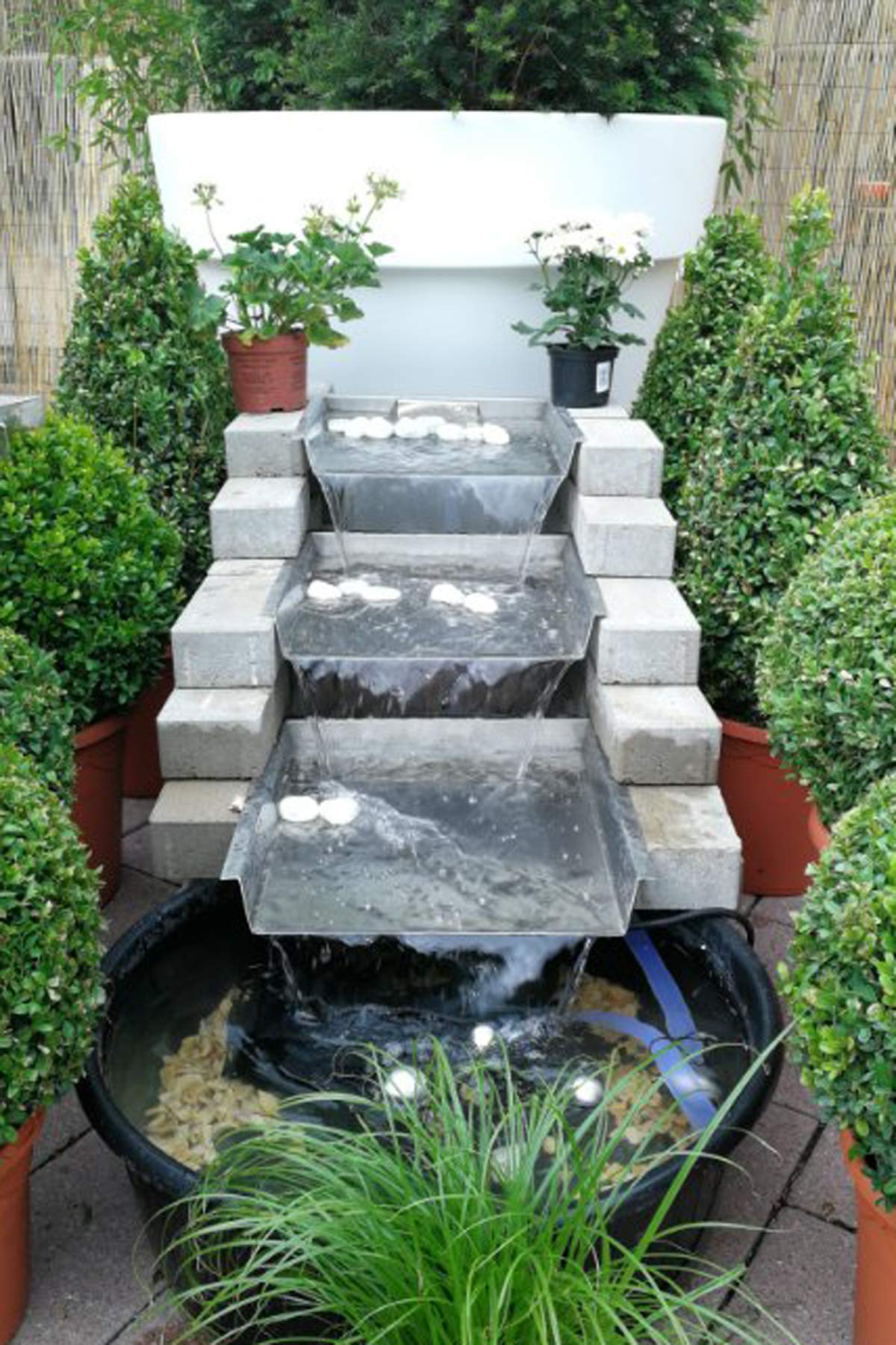 Köhko Bachlauf mit Wasserzulauf Länge 40 cm aus Edelstahl erweiterbar Wasserlauf Quelle Gartenteich 24202-40Q