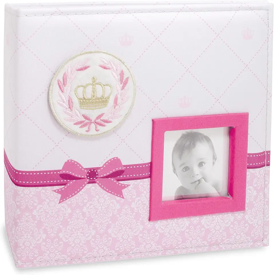 Álbum de Fotos do Bebê Coroa - Rosa - 200 Fotos 10x15 cm - 24,5x23 cm