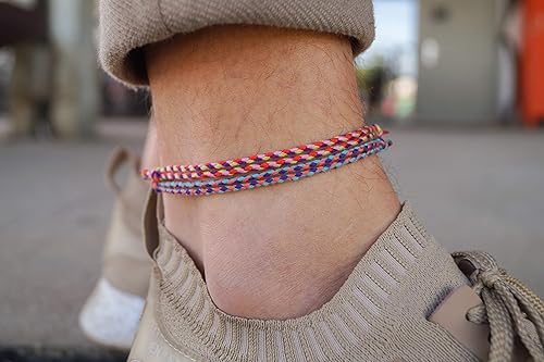 Miniatura 2 de 2x Boho Surfer Anklet Women - Ethno Ankle Bracelet Set of 2 - Handmade Beach Jewelry & Festival Accessories - Waterproof and Adjustable - Thin