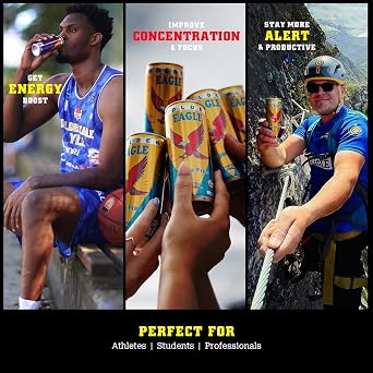 Golden Eagle Energy Drink - 8.4 fl oz Cans (24-Pack) - Albanian Energy Drink Real Sugar, Enhanced Energy & Focus, Vitamins & Minerals, Perfect for Athletes & Professionals, Natural Taste Made in KOSOVO