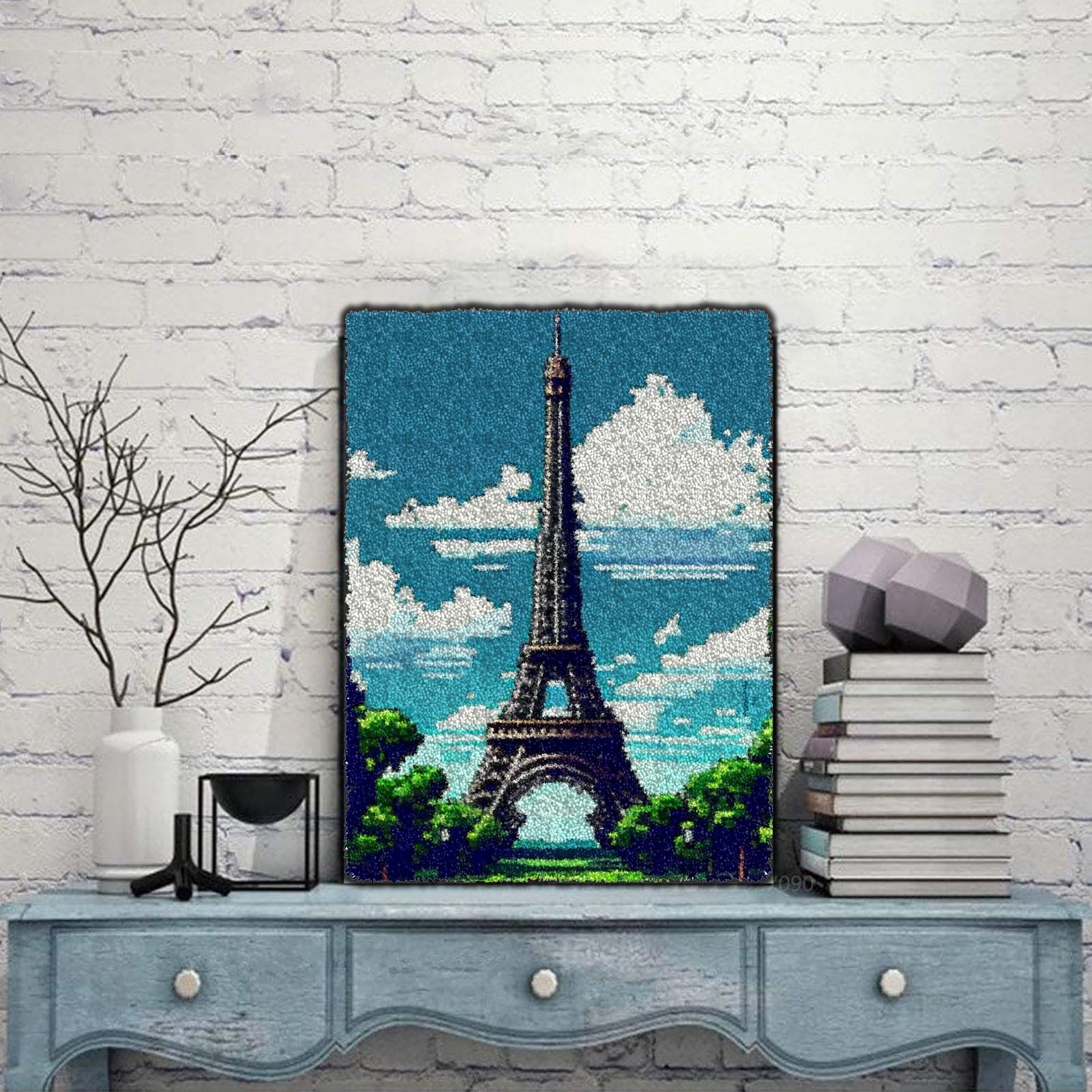 TEZKIM Latch Hook Kits for Adults Kids Printed Canvas Handmade Rug Making Kits Tapestry Kits Doormat Carpet DIY Embroidery Kits Festival Gift Home Decoration (B,23.9inch X 17.3inch)