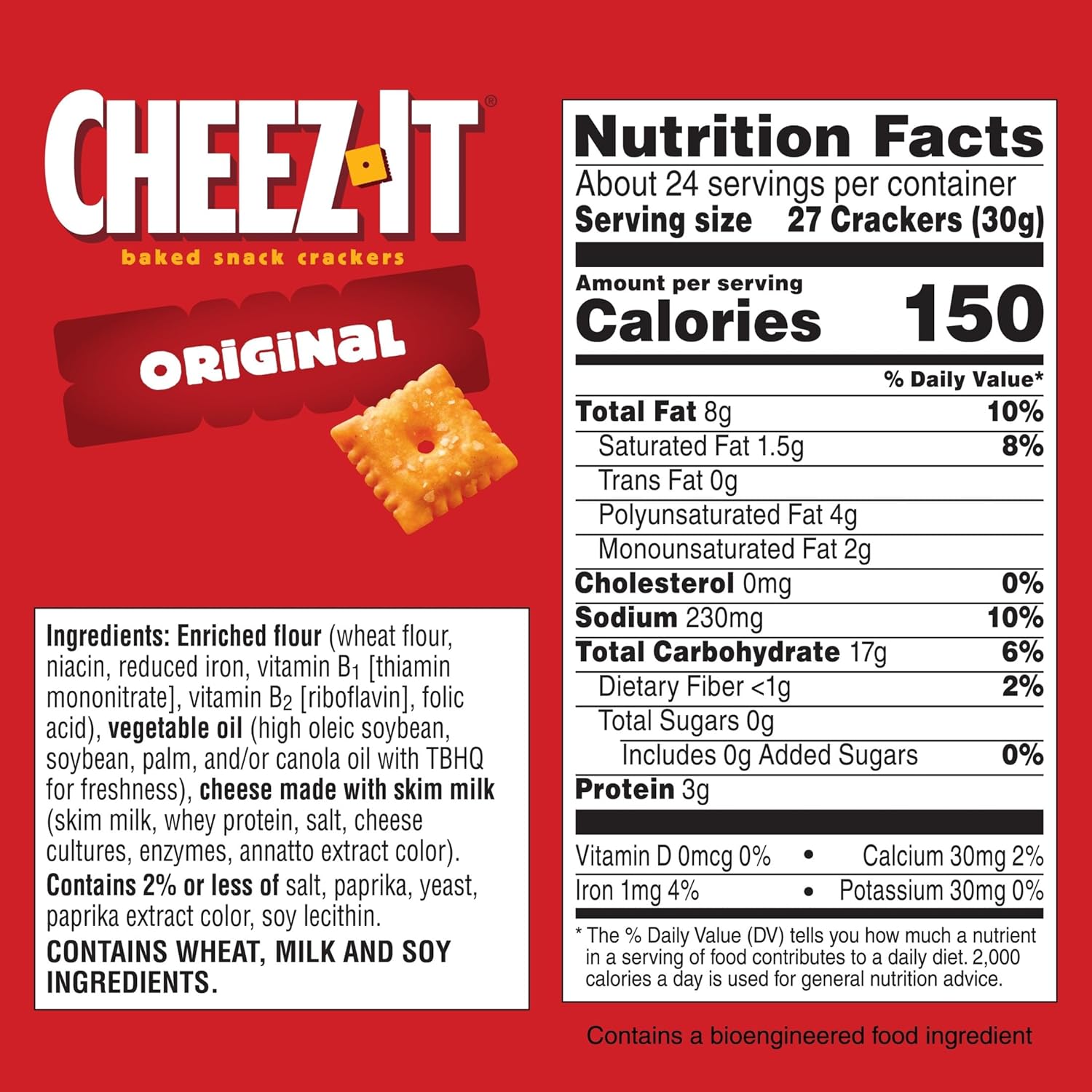Cheez-It Cheese Crackers, Baked Snack Crackers, Lunch Snacks, Party Size, Original, 25oz Box (1 Box)