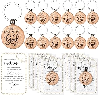 20 Set Christian Gifts Buk Jesus Keychains, Wooden, Round
