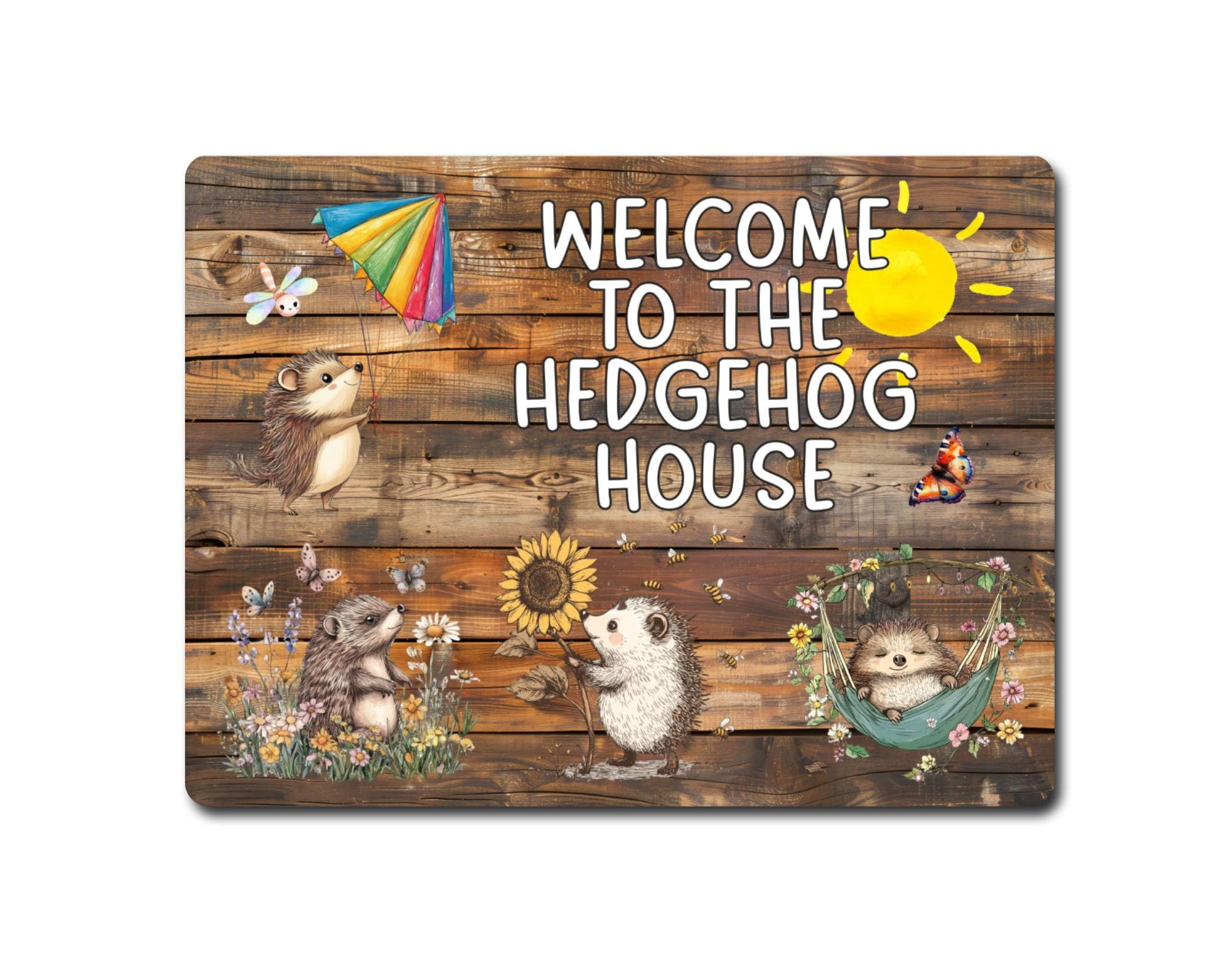 Decalarama Hedgehog Metal Sign Gift – Welcome To The Hedgehog House - Family Fun Home Animal Novelty Aluminium Present