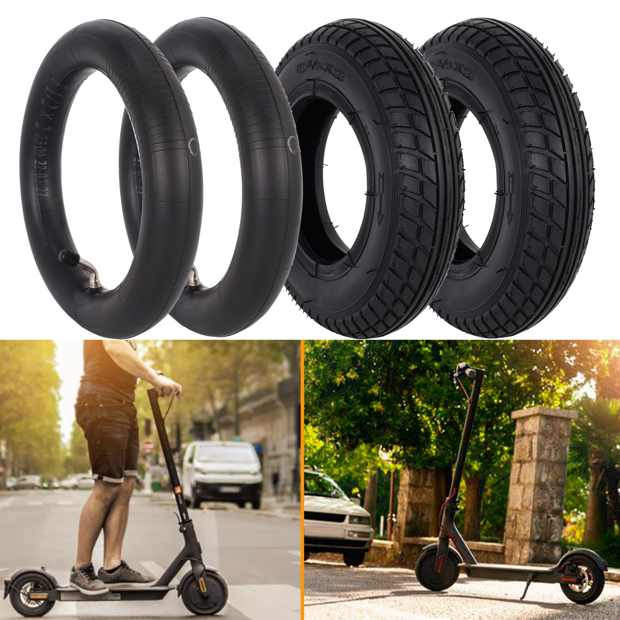 Pneu 200x50 + Chambre à Air 200x50 – Pour Trottinette Razor E150, E200, Dune Buggy, Crazy Cart, Valve Coudée