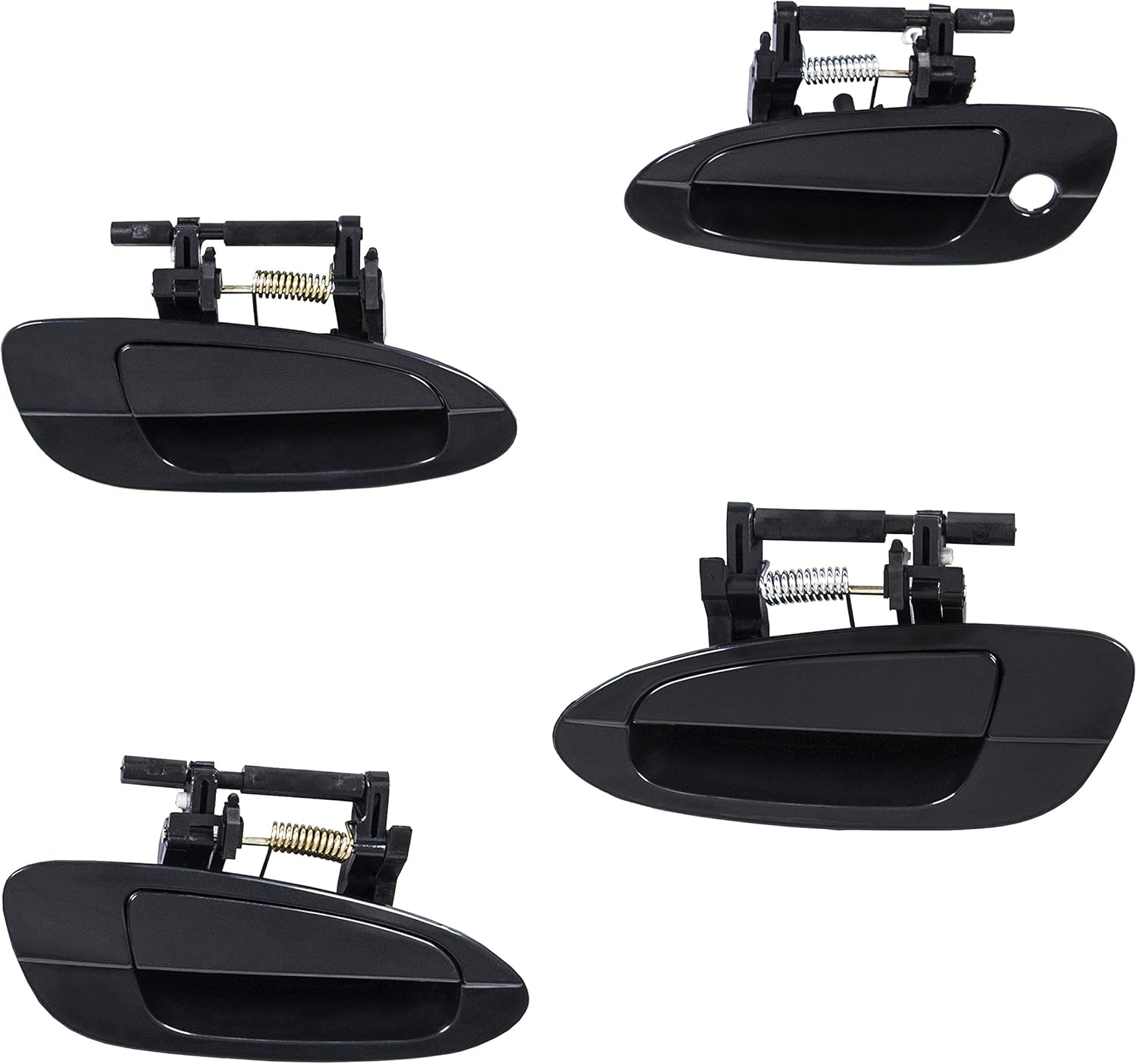 ECOTRIC Door Handle Smooth Black Exterior Outside Compatible with 2002-2006 Nissan Altima (Front Left & Right + Rear Left & Right)