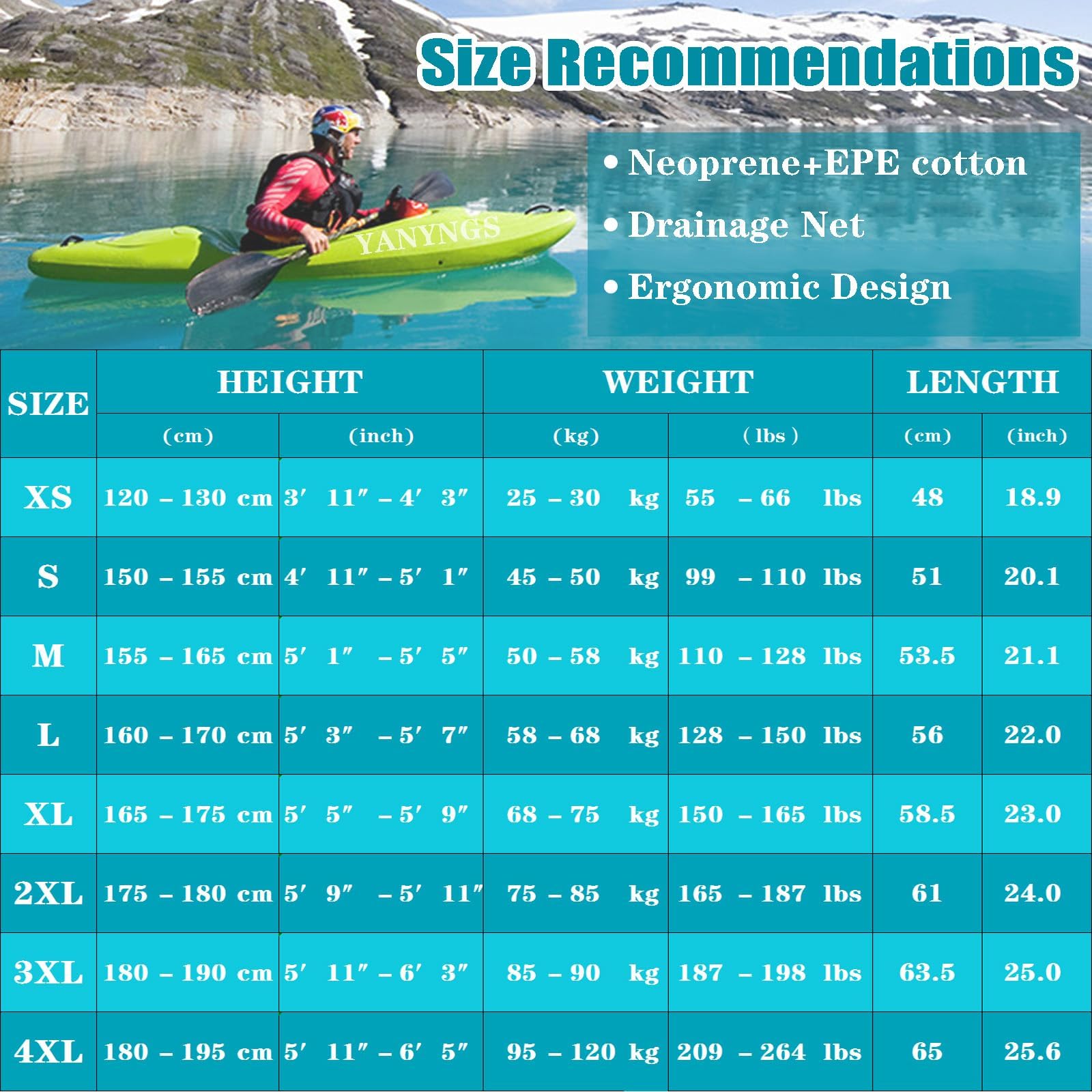 Veste de Surf VFI Réglable for la Pêche en Bateau-Kayak | Veste de Surf avec Maille de Drainage et Sangle D'entrejambe for Kayak