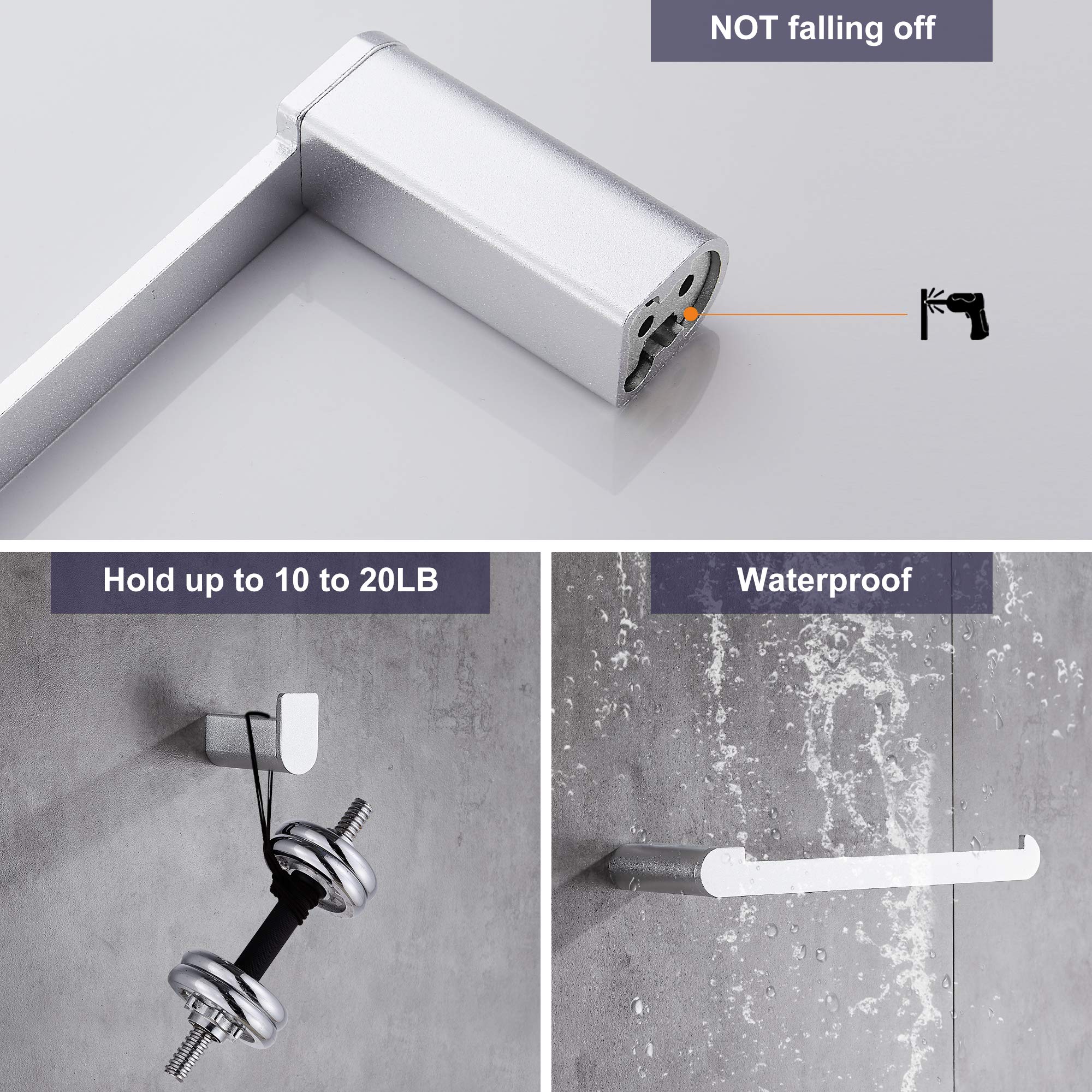 Set di 4 pezzi di accessori cromati per il bagno, set di portasciugamani in acciaio inox da parete da 40,6 cm, anello per asciugamani, ganci per accappatoio, porta carta igienica