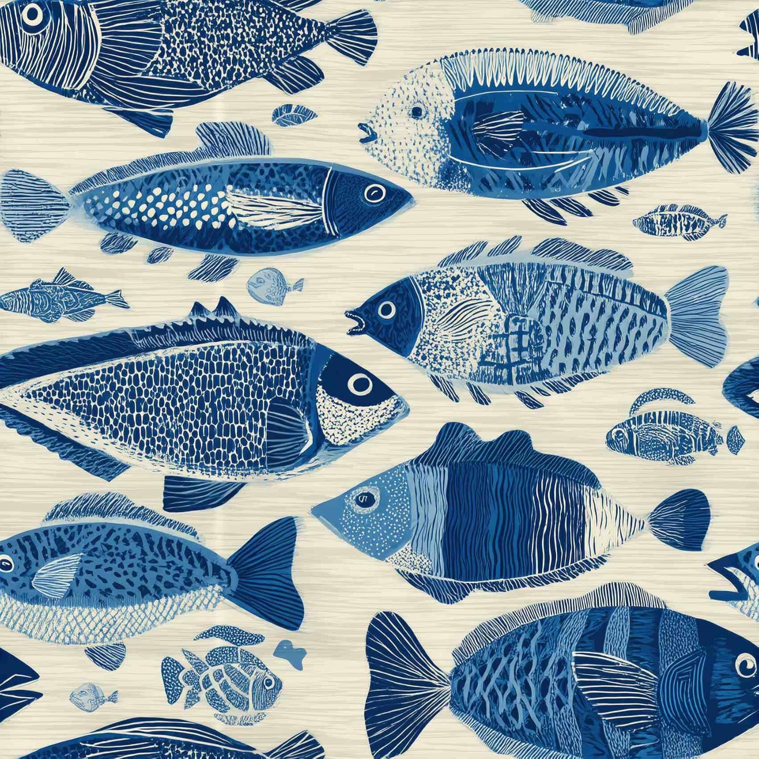 Coastal Fish Peel and Stick Wallpaper, Nautical Blue Marine Wallpaper for Home Decor | 17.7" x 236", Self-Adhesive, Waterproof Vinyl