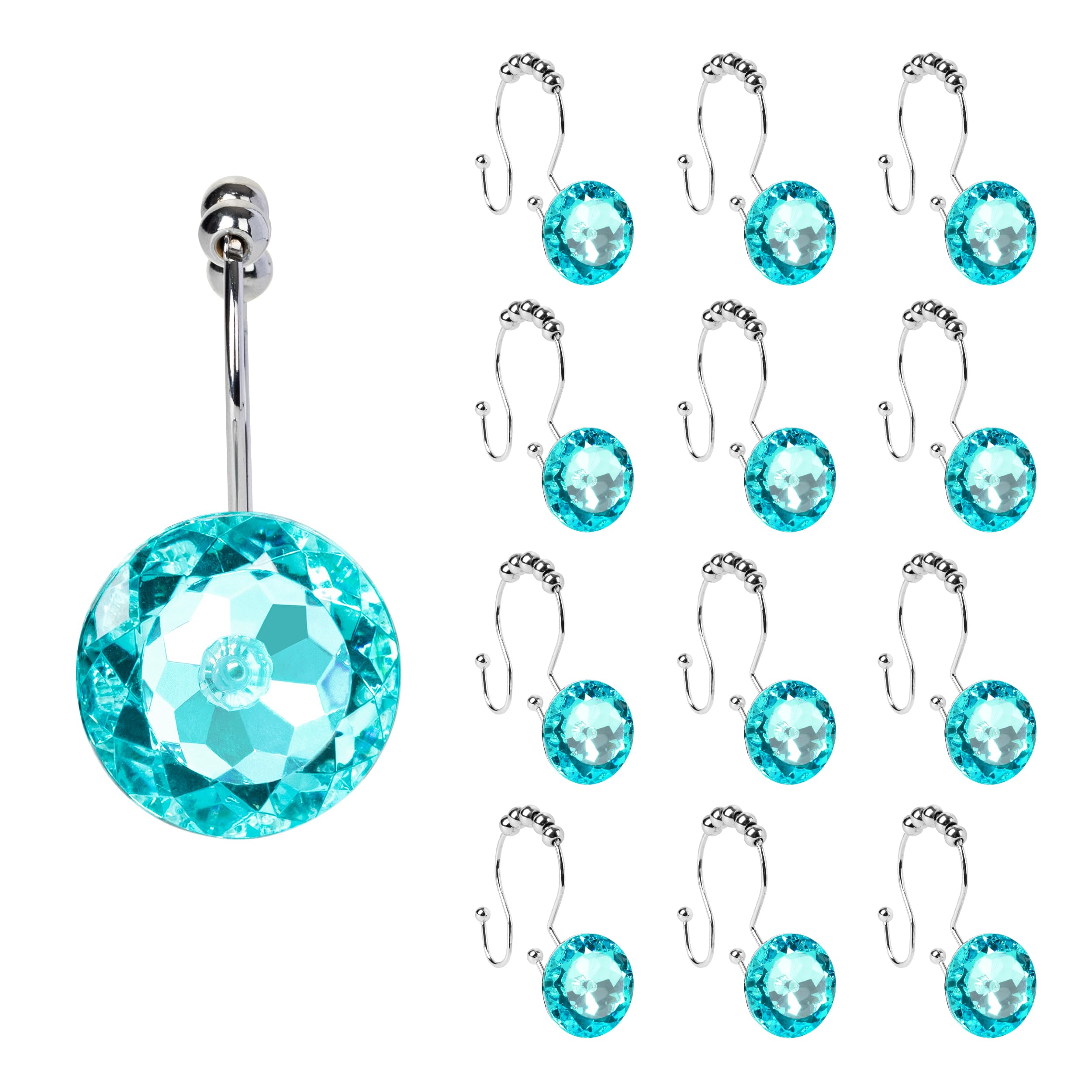 Elegant Rhinestone Shower Hooks - Glide & Shine -17 Elegant Rhinestone Shower Hooks - Glide & Shine -17