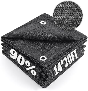 Cool Area Sun Shade Cloth with Grommets for Garden, 90% 14x20ft, Black
