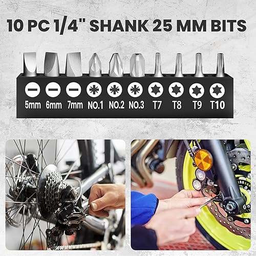 Miniatura 12 de Juego de destornilladores de trinquete, juego de puntas de destornillador de 19 piezas con asas de trinquete giratorias de 5 vías, kits