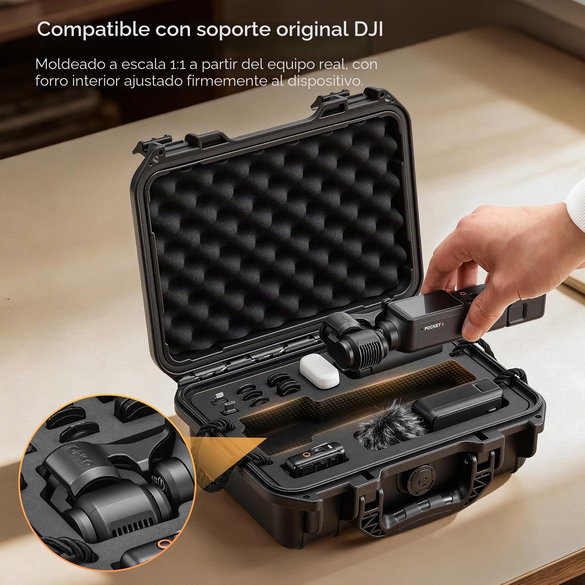 Caja Estanca para DJI Osmo Pocket 4 Creadores PP Antichoque, Doble Capa | Pequeña con Gran Capacidad, Compatible Osmo Pocket 3, Resistente a Caídas, para Videoblog, Viajes y Rodaje Exterior