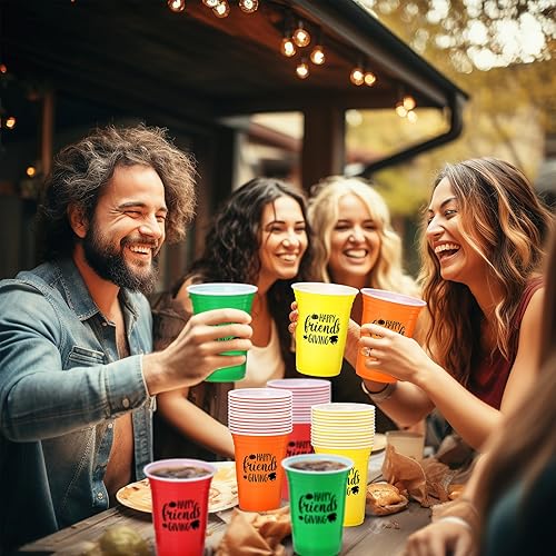 Miniatura 6 de Nefelibata Paquete de 48 vasos de plástico de 15 onzas para fiesta de Acción de Gracias, regalos de amigos, suministros de fiesta de reunión de