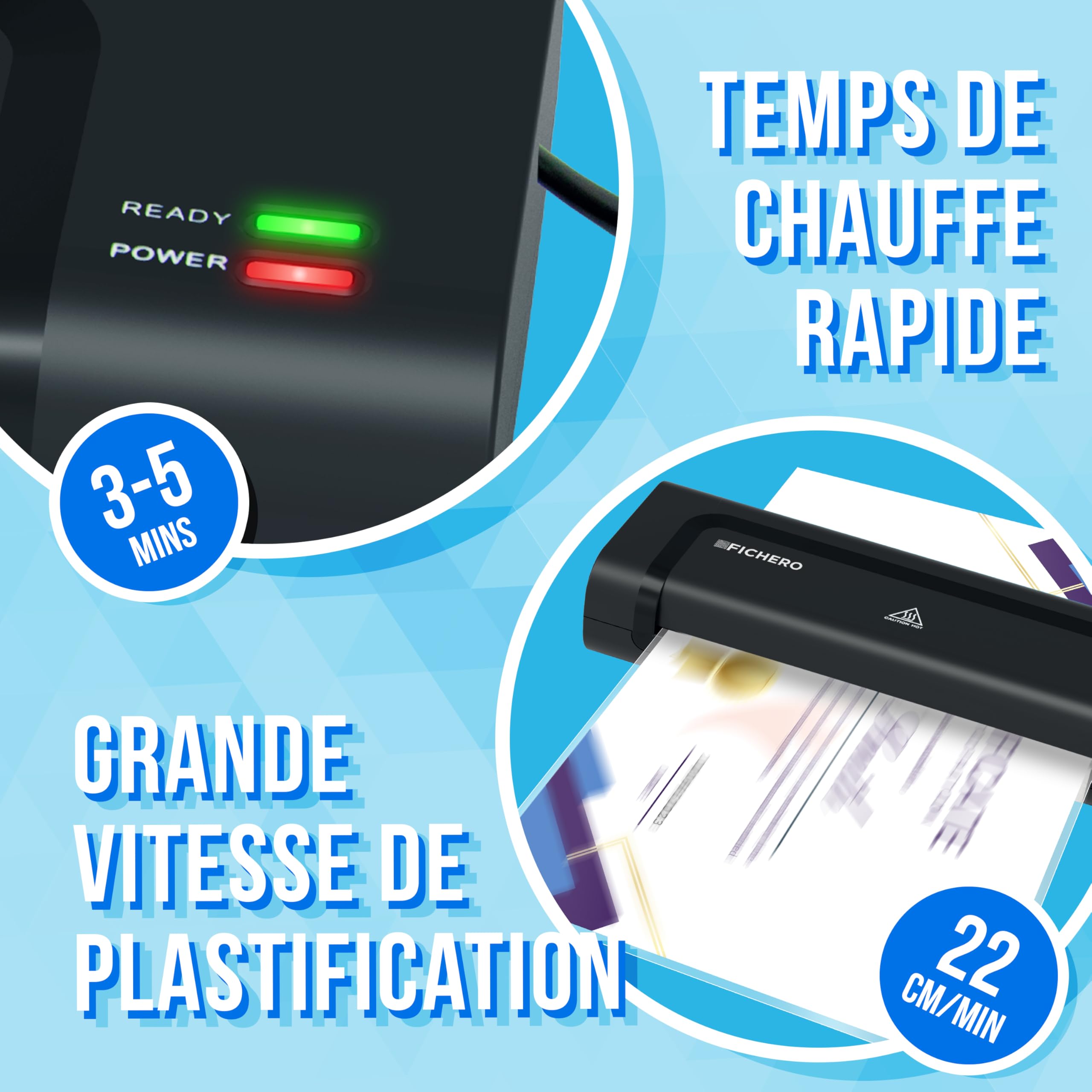 Silvergear Plastifieuse A4 A5 A6 Rapide avec 5 Films de Plastification pour Maison Bureau Ecole