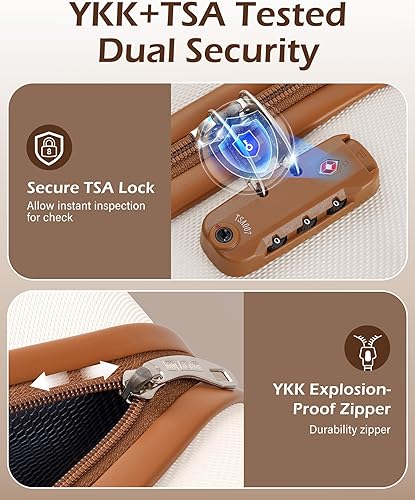 Miniatura 5 de LONG VACATION - Set de 4 maletas para equipaje de mano, de plástico duro ABS, con candado TSA y ruedas, Blanco (White-Brown), 20 pulg.