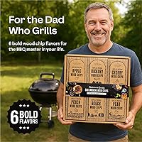 Vista 4 de Gran paquete de virutas de madera para ahumador - Paquete de variedad de 6 sabores de virutas de madera natural - Manzana, nogal, cereza, melocotón