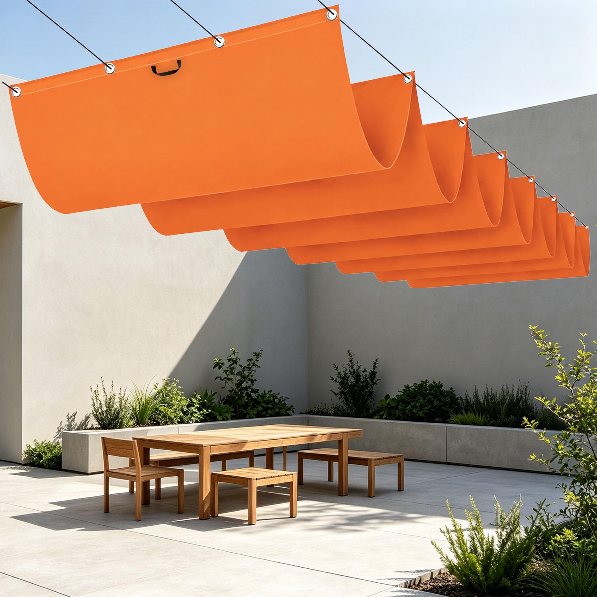 Toile ombrage rétractable 4x3m imperméable couleur sable pour terrasse