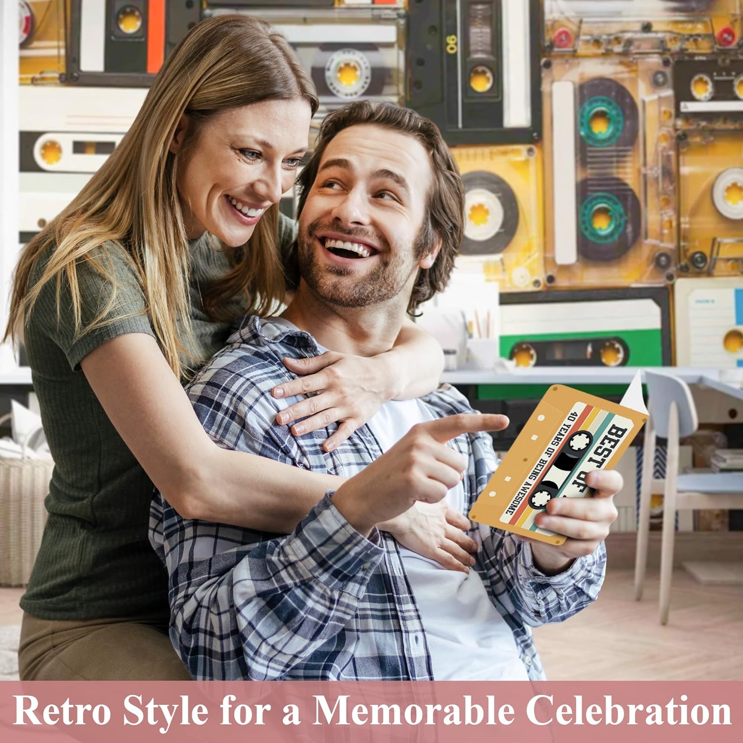 Retro 40th Birthday Card for Men Women, Unique 40th Birthday Gifts for Him Her, Cassette Tape Card for Bday Decoration, Best Vintage Gift Ideas for Husband Wife, Son, Sibling, Friend, Colleague, Boss - Image 2