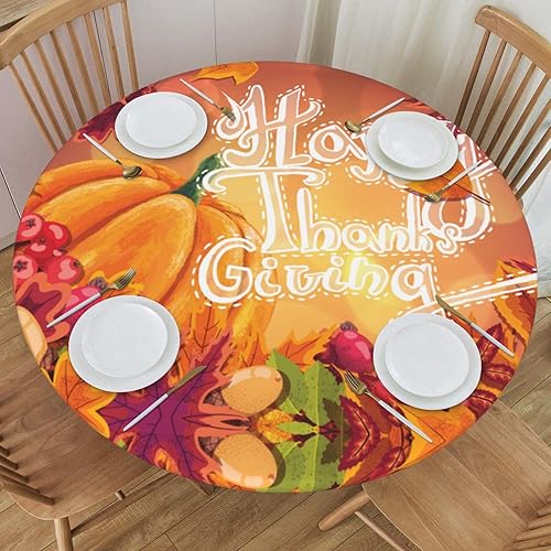 Vista 50 de Delerain Mantel redondo ajustable de hortensia azul, mantel redondo impermeable con borde elástico, lavable, para interiores y exteriores, se adapta