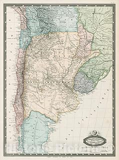 Historic Map : Republique Argentine Du Provinces-UNIS De La Plata, Buenos-Ayres, Etat Oriental De L'Uruguay, Chile et Paraguay, 186, 1861, F.A. Garnier, Vintage Wall Art : 24in x 30in