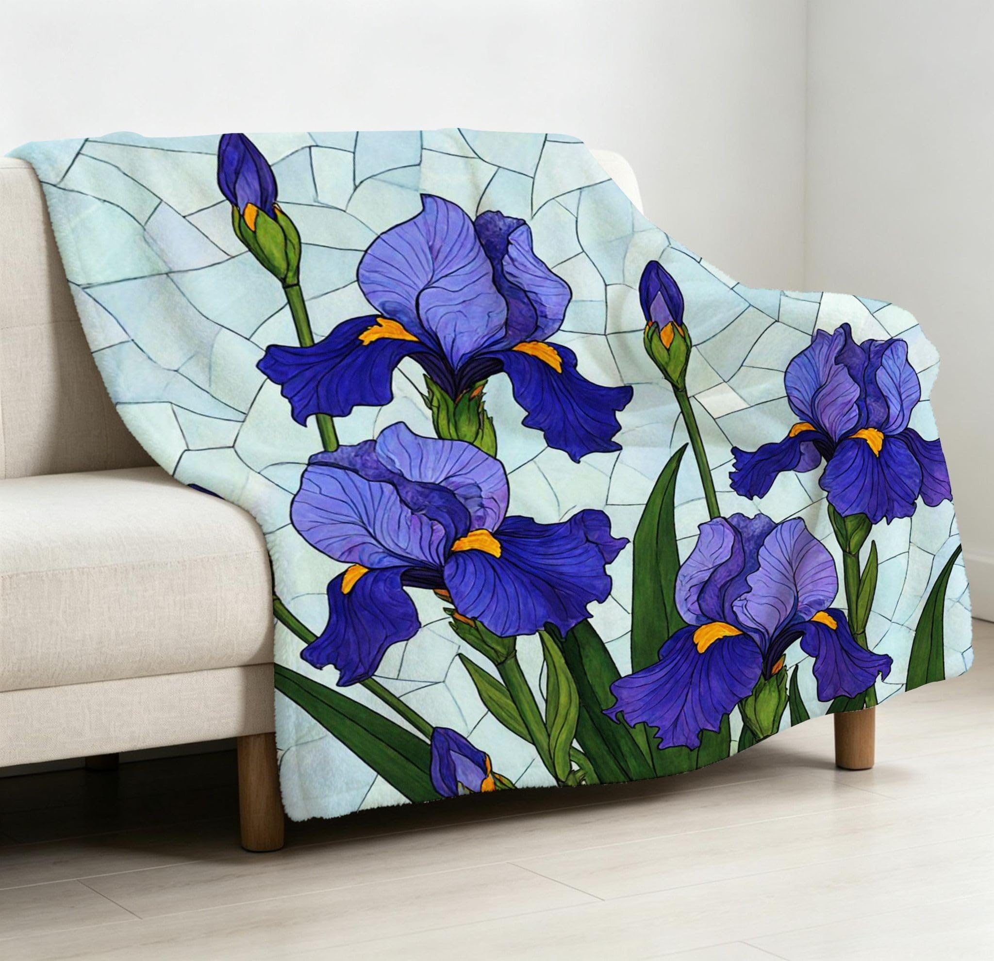 Coperta Matrimoniale 180x200 cm Fiore Viola Pile Flanella Motivo-A100
