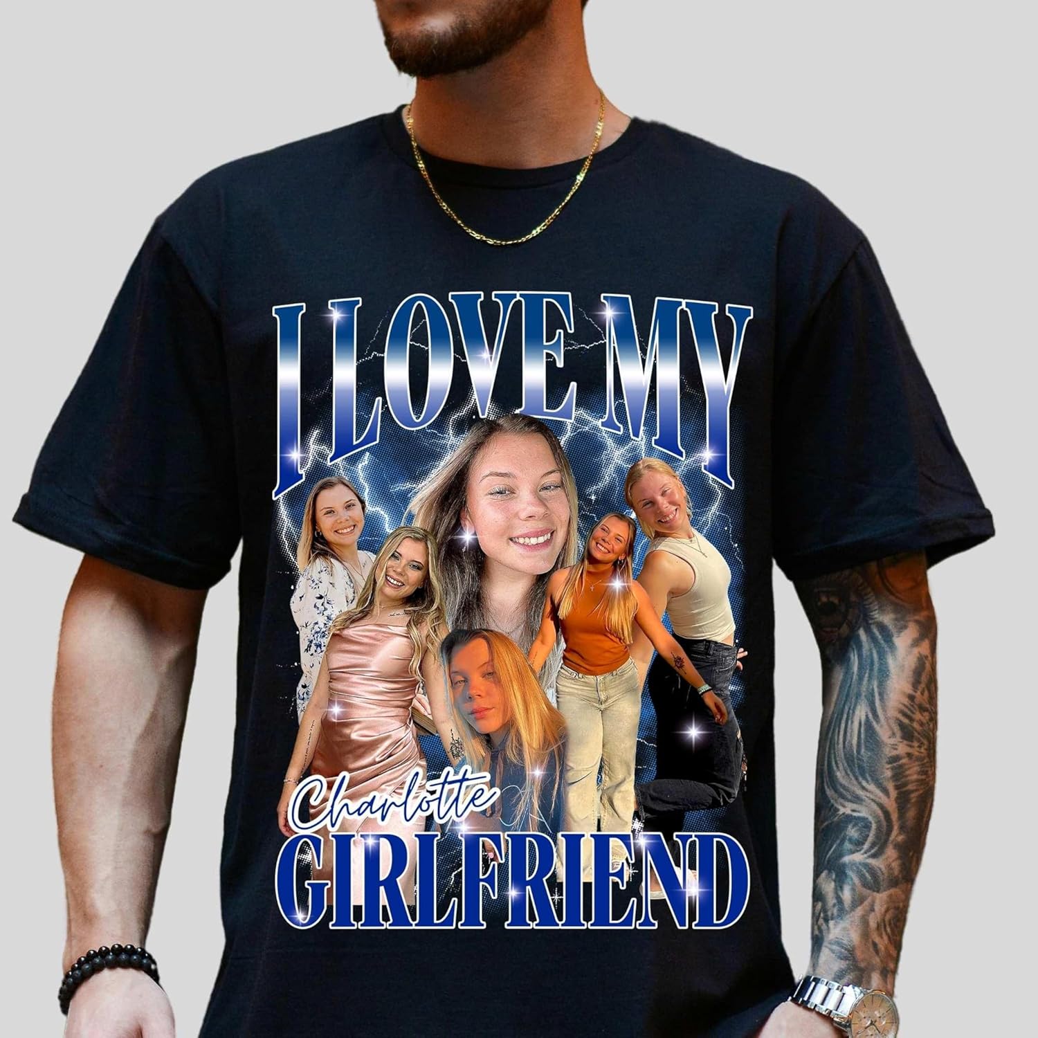 NAZENTI Personalized Bootleg Girlfriend Photo Shirt, Custom Vintage Girlfriend 90s Rap Tee, Collage Photo Shirt, Girlfriends Gift, Gift for Valentine's Day, Christmas, Birthday - Image 5