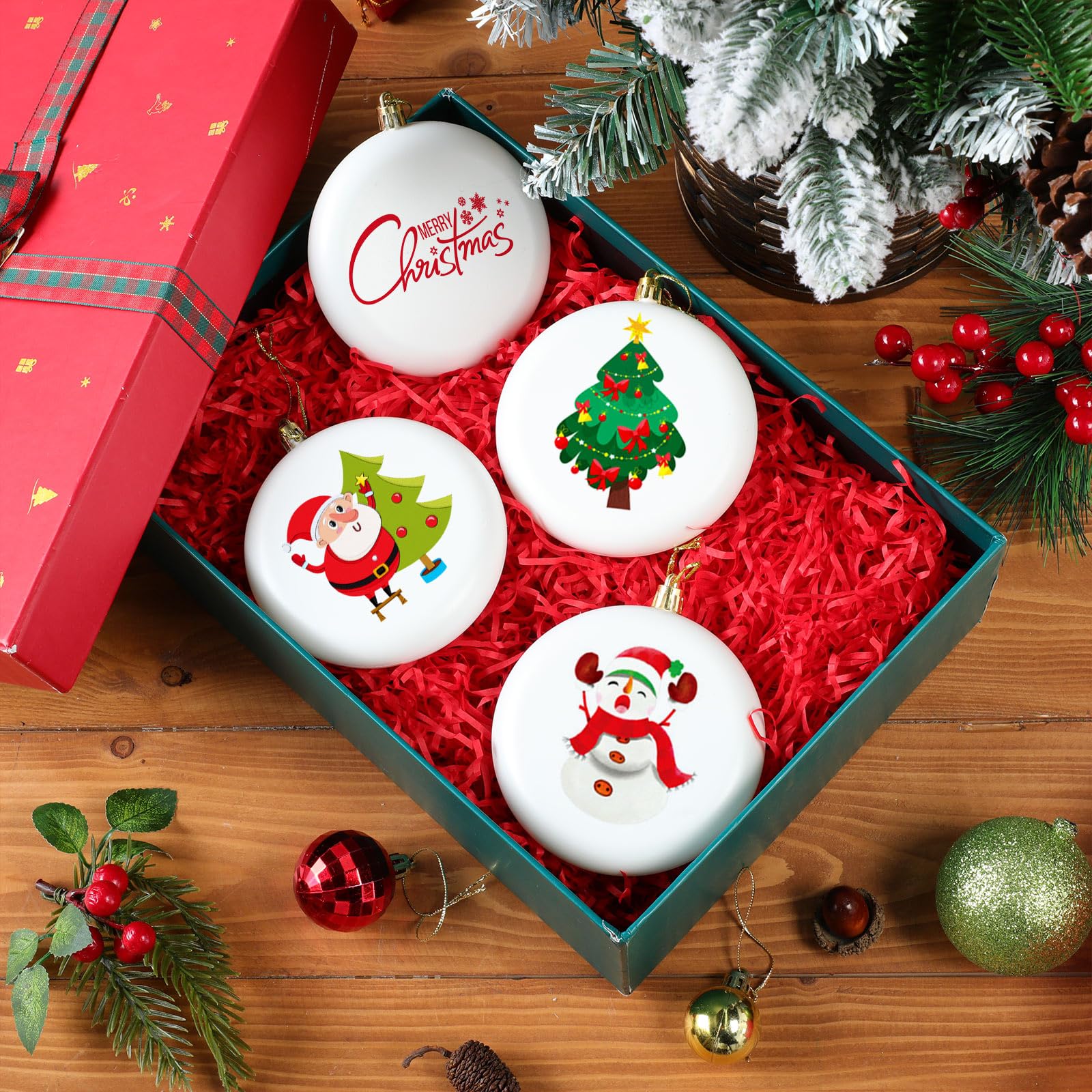 Zubebe Zubebe Lot de 24 boules de Noël vierges en plastique pour suspendre au sapin et peinture à faire soi-même (doré) - 10,2 cm