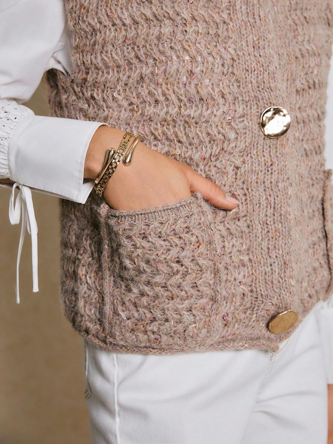 Women Fall Trendy Solid Color Sleeveless Knit Vest Sweater Vest Sweater Vest Top