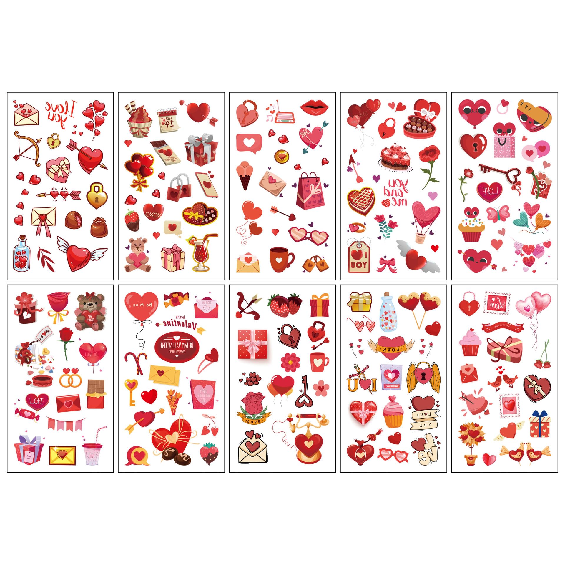 VYAOCJL Valentine's Day Temporary Tattoo Stickers, 20 Pink Love Designs, Waterproof, All Ages - Image 3