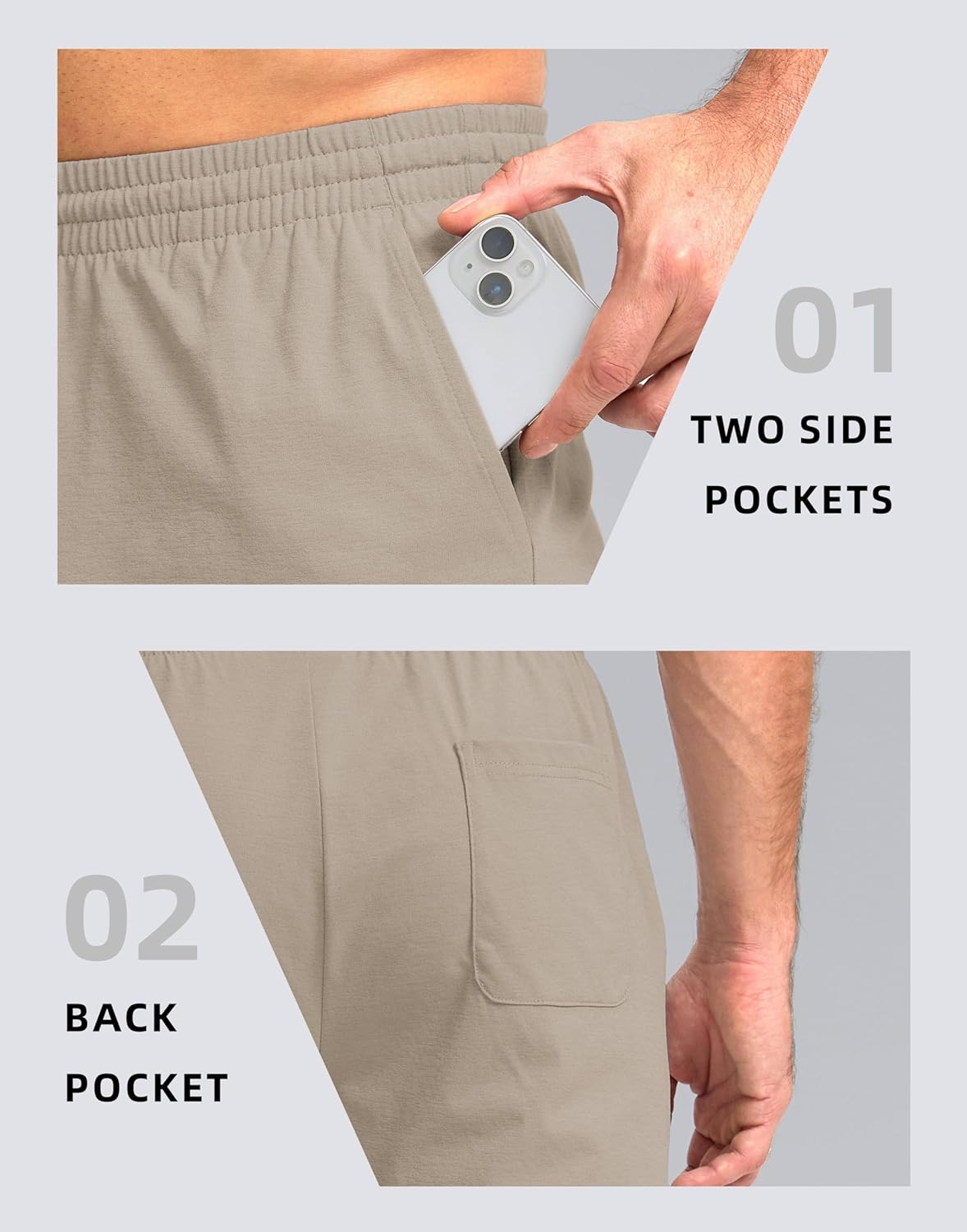 Pudolla Men's Lounge Shorts with Pockets 9" Lightweight Sweat Jersey Shorts for Men Workout Gym Athletic - Image 5