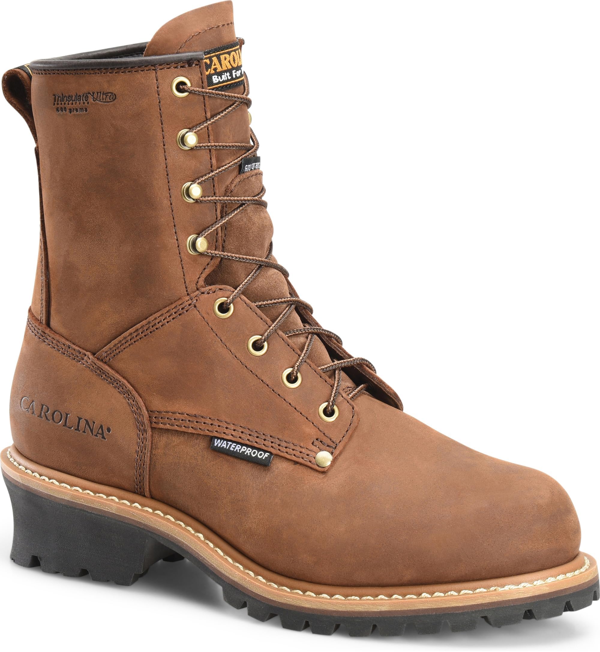 Carolina Elm 8” Waterproof Insulated Steel Toe Logger Boots for Men - Rugged Men’s Work Boots with 600g Thinsulate and Slip-Resistant Outsoles