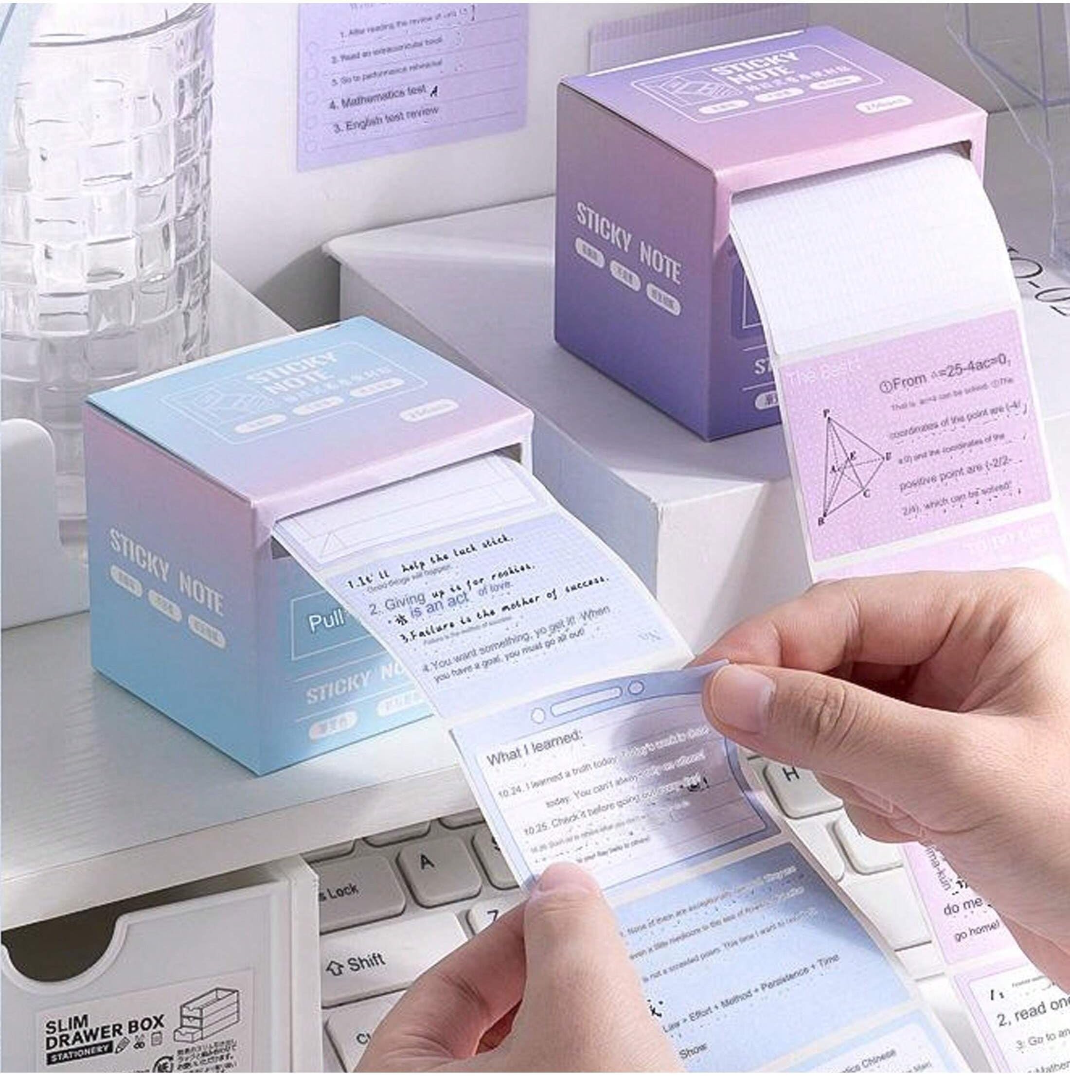 FunBlast Sticky Notes – 512 Pcs Pull-Out Sticky Notes Set with Dispenser, 8 Patterns Mini Sticky Notes Pad, Self-Adhesive Memo Stickers, Stick Notes for Office, School, Home – Random Color-image-27