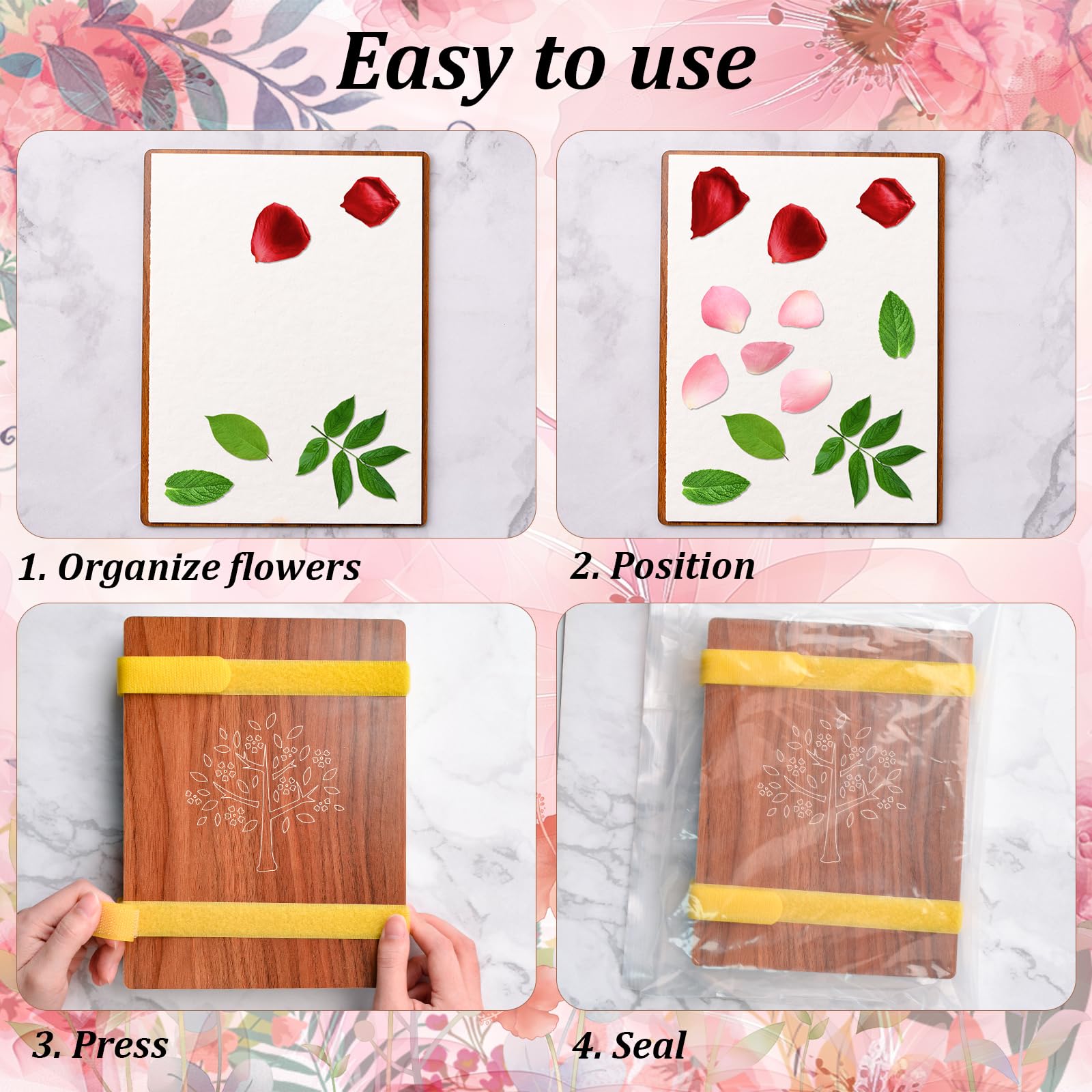 Kit Presse à Fleurs En Bois WANDIC - Inclus Plaques, Papier Absorbant Et Outils