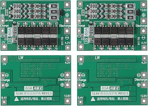 4PCS 3S 60A 12.6V 18650 Cargador PCB BMS Placa de protección de batería de litio de iones de litio Cargador de equilibrio Módulo de carga para motor