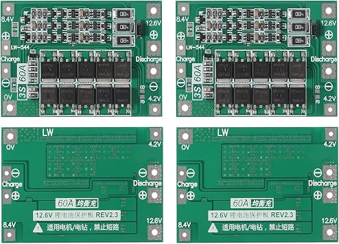 4PCS 3S 60A 12.6V 18650 Charger PCB BMS Protection Board Li-ion Lithium Battery Charger Balance Charging Module for Drill Motor 3S 60A