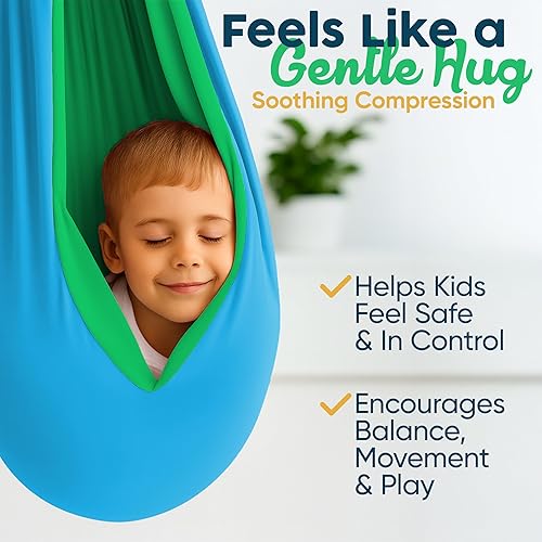 Miniatura 3 de Sensory Swing for Kids Indoor - Calming Cocoon Therapy Swing 360° Hardware - Holds 300lbs - Indoor Outdoor Sensory Hammock - Autism ADHD SPD Trusted