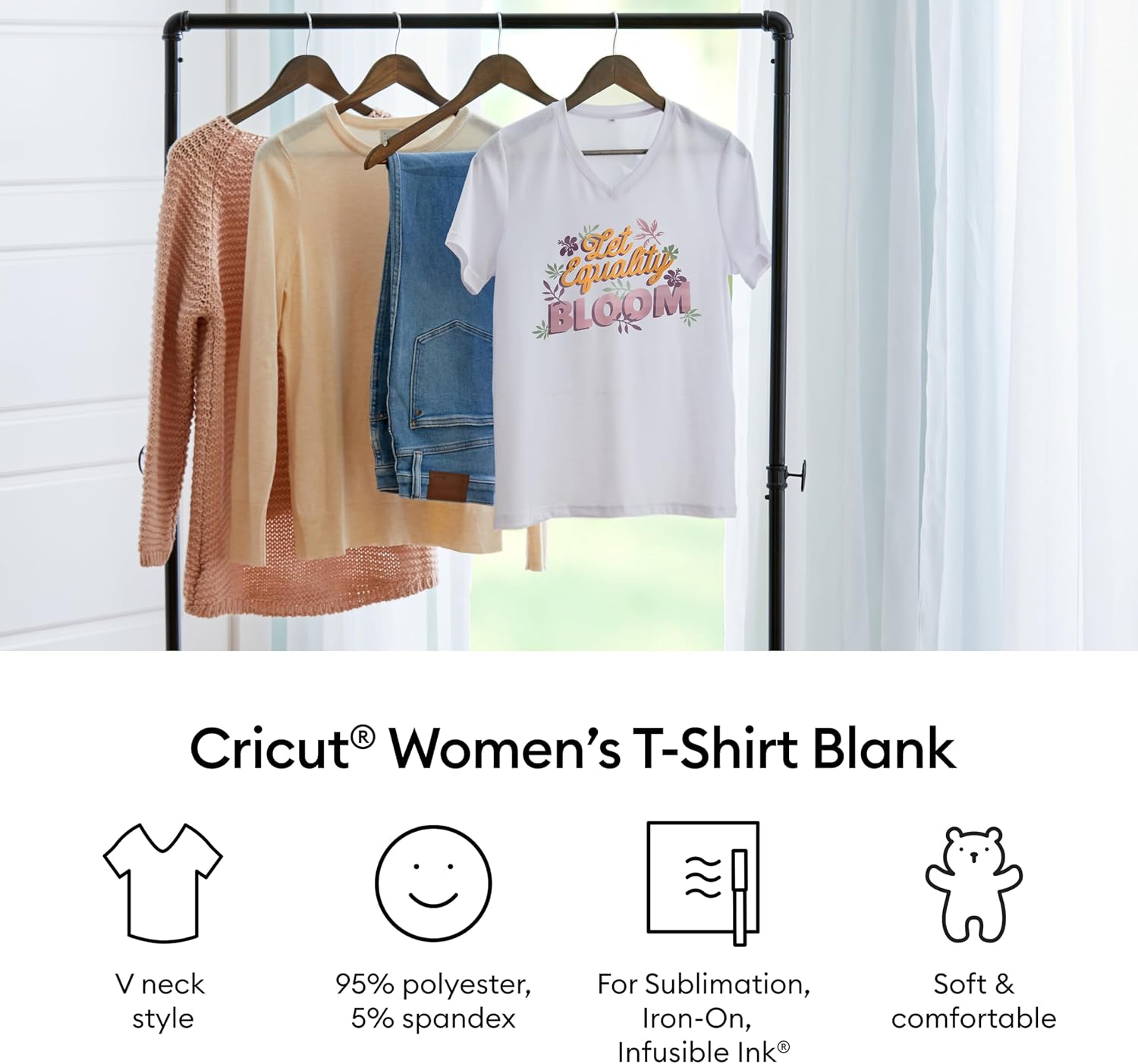 Cricut Women's T-Shirt Blank, V-Neck, DIY Custom T-Shirt