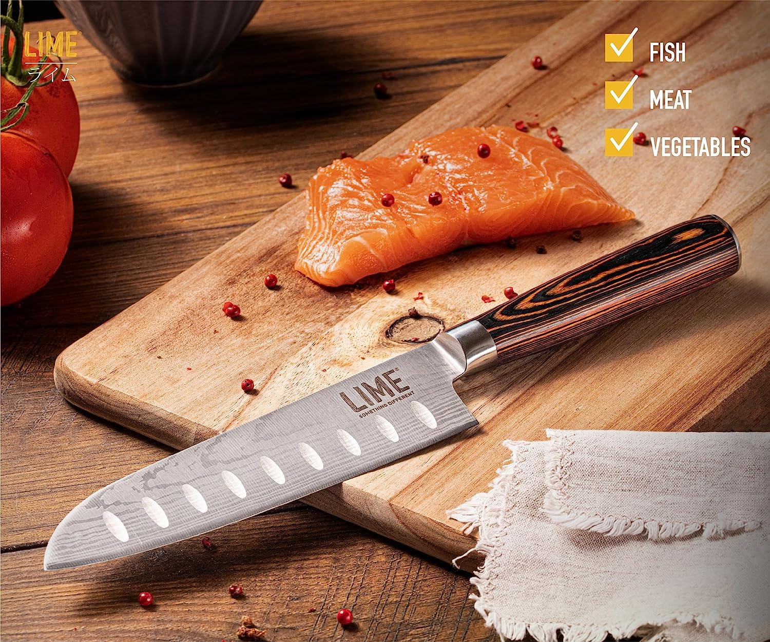 Santoku Lime Knife Giapponese Lama 17,7 cm Coltello Cucina Professionale